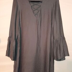 H&M Charcoal Long Sleeve Dress with Bell Sleeves